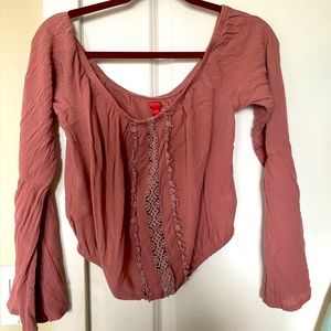 Guess Mauve CropTop w/Eyelet Details